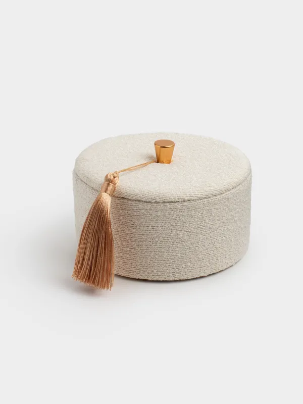 Шкатулка для украшений, 13 см, с кисточкой, букле/картон, бежевая, Boucle, image-4