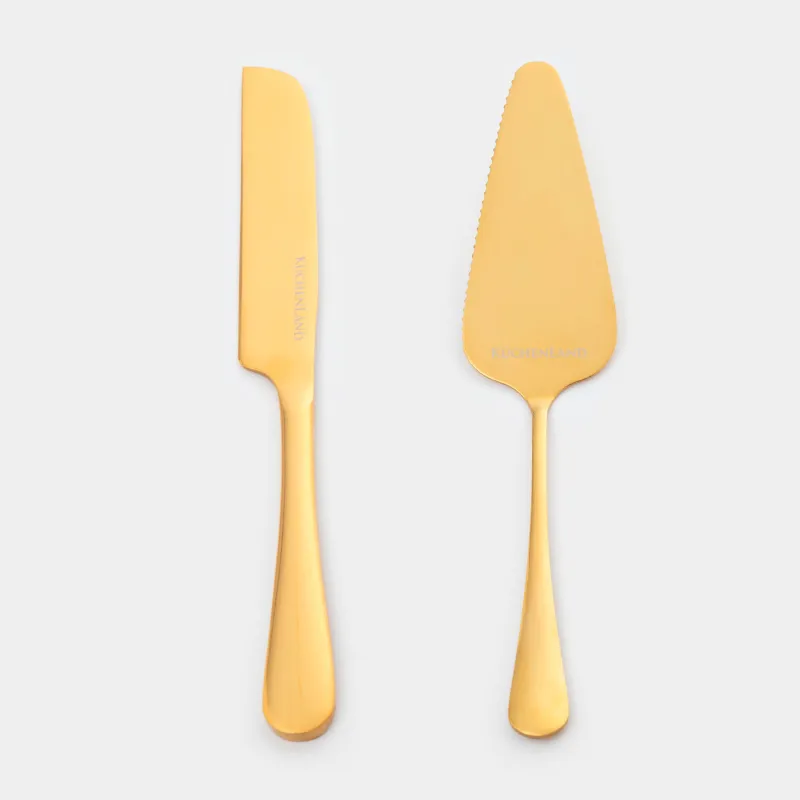 Приборы для сервировки торта, 22 и 24 см, 2 пр, лопатка/нож, сталь, золотистые, Classic gold