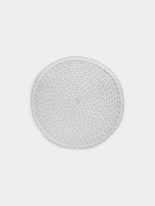 Салфетка под приборы, 38 см, шенилл, круглая, серебристо-серая, Chenill, image-0