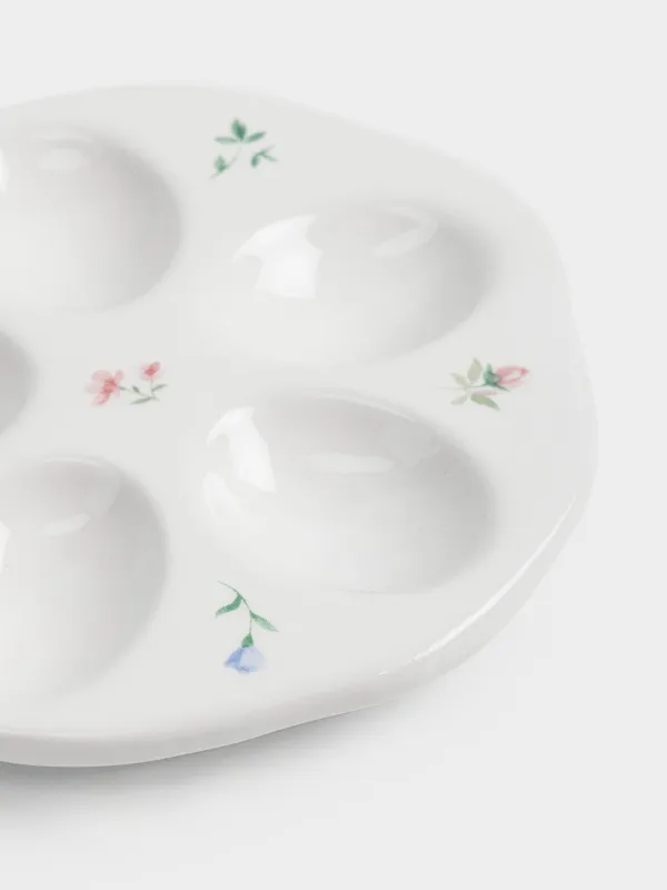 Блюдо пасхальное, 14x см, 5 отд, керамика D, молочное, Нежные цветы, El flora, image-3