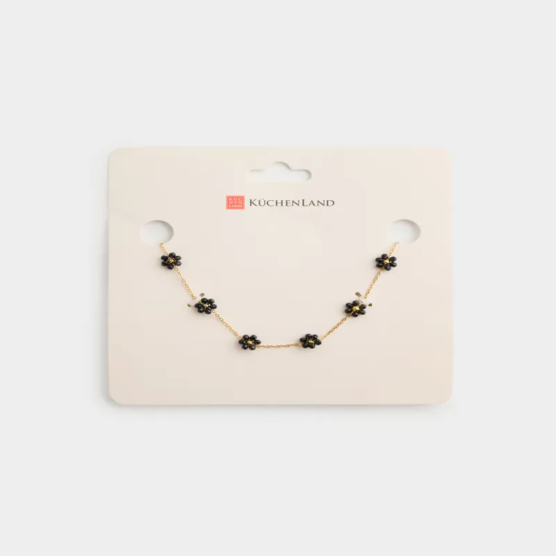 Цепочка, 45 см, металл/стекло, золотистая, Цветы, Jewelry flower, image-2