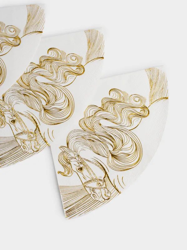 Салфетки бумажные, 33 см, 20 шт, Horse gold, image-3