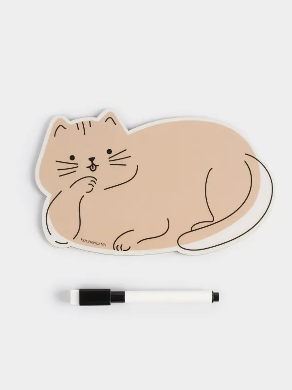 Доска магнитная для записей, 18х12 см, с маркером, пластик, бежевая, Кот, Cat, image-0
