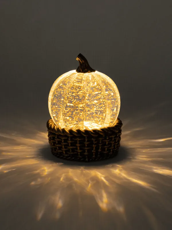 Снежный фонарь, 13 см, с подсветкой, Тыква в корзине, Pumpkin, image-4
