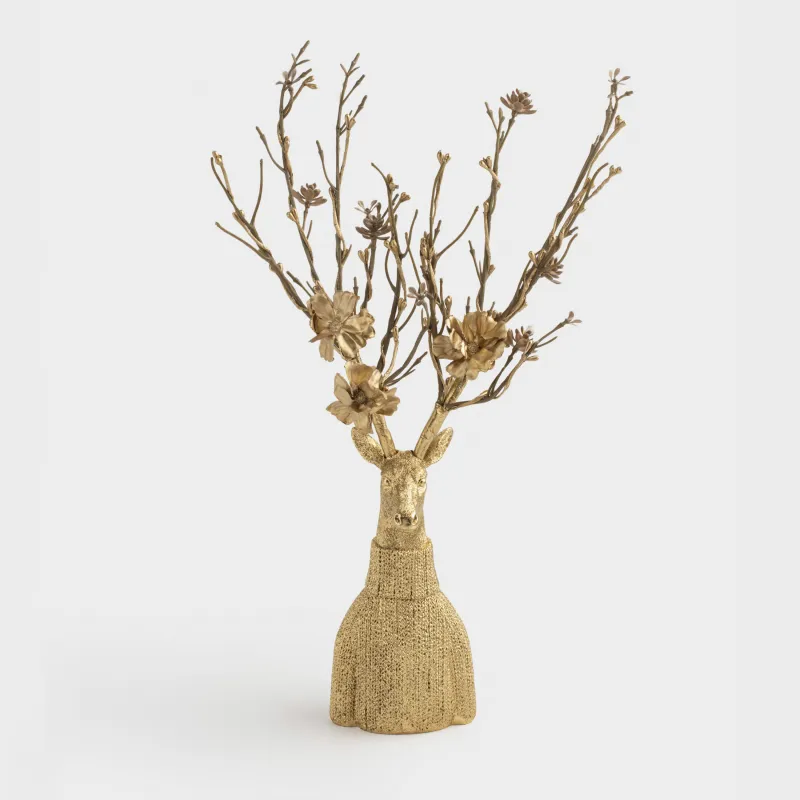 Статуэтка, 40 см, полирезин, золотистая, Олень в свитере, Deer