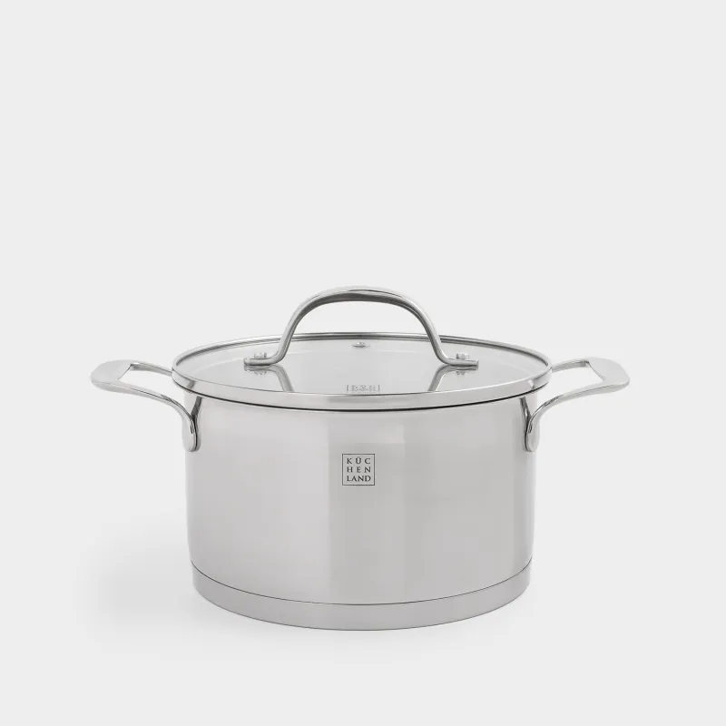 Кастрюля, 18 см, 2,5 л, с крышкой, сталь/стекло Б, Silver Stone