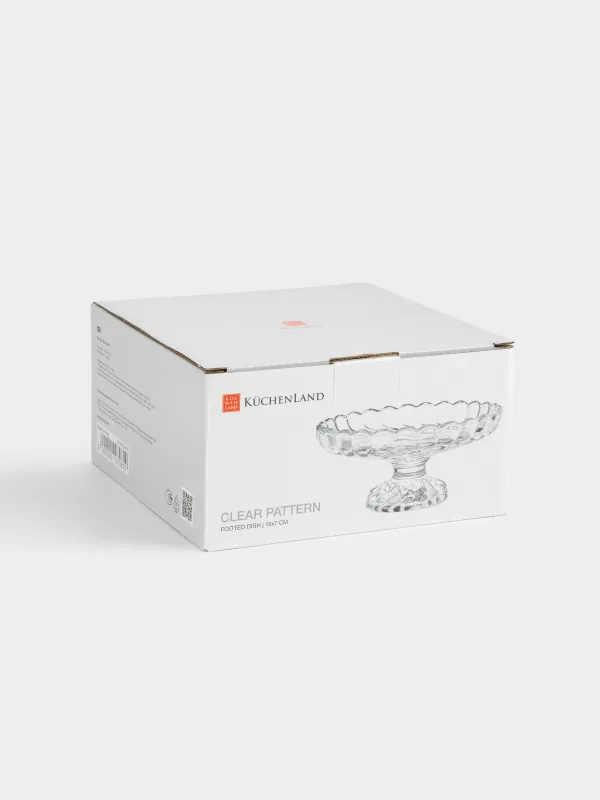 Блюдо на ножке, 15х7см, круглое, стекло, Clear pattern, image-4