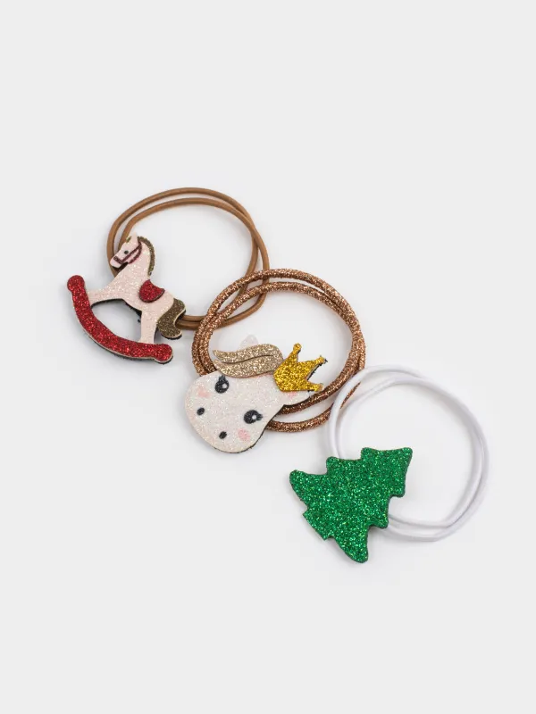 Набор резинок для волос, 5 см, 3 шт, детский, полиэстер, Лошадь и елка, Hairstyle, image-2