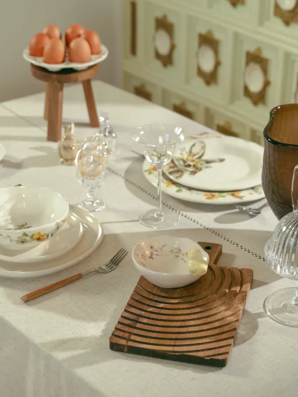 Скатерть, 170х250 см, полиэстер/лен, бежевая, Hemstitch, image-9