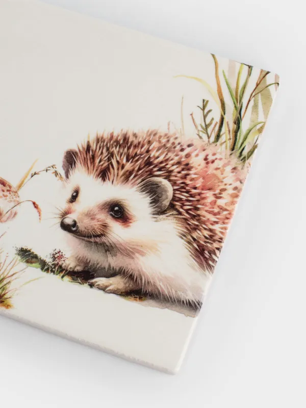 Подставка под кружку, 11х11 см, квадратная, керамика/пробка, белая, Еж, Forest hedgehog, image-5