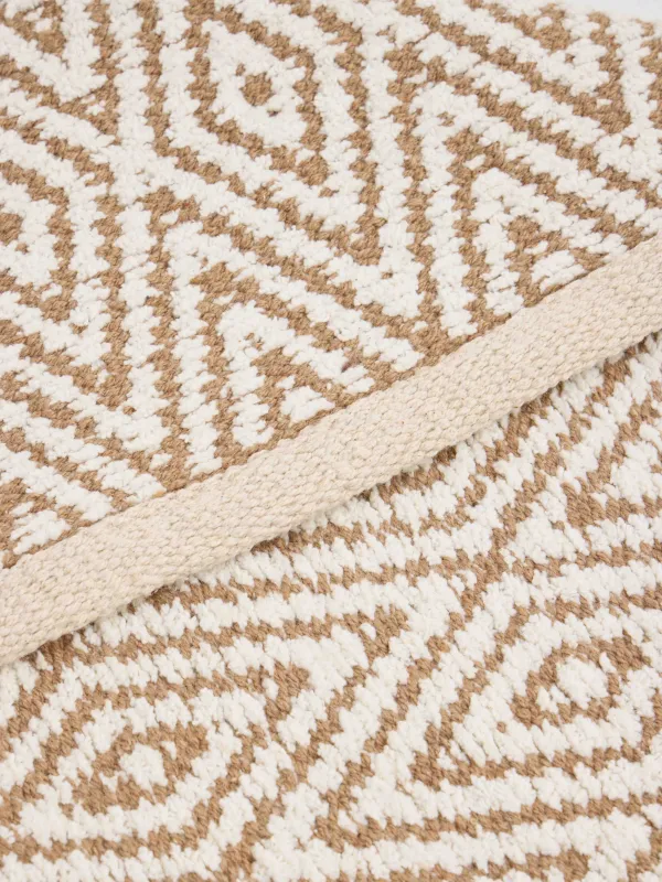 Коврик, 65x100 см, хлопок, бежево-коричневый, Ромбы с люрексом, Shiny threads, image-5