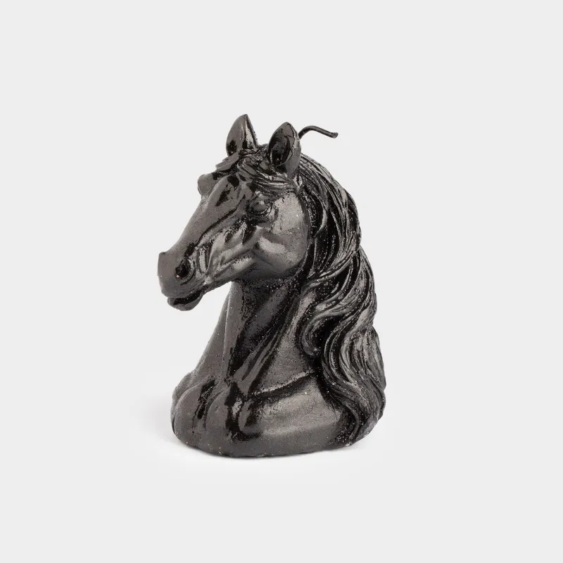 Свеча, 7x10 см, с блестками, черная, Лошадь, Horse black