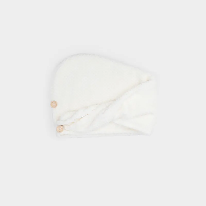 Полотенце-тюрбан для волос, 62х24 см, микроволокно, молочное, Fiber spa