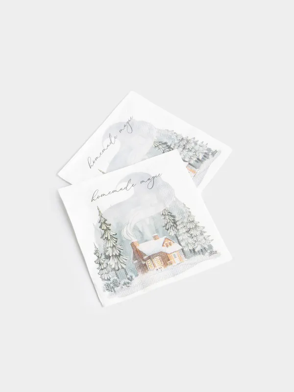 Салфетки бумажные, 33х33 см, 20 шт, Дом в лесу, Forest house, image-2