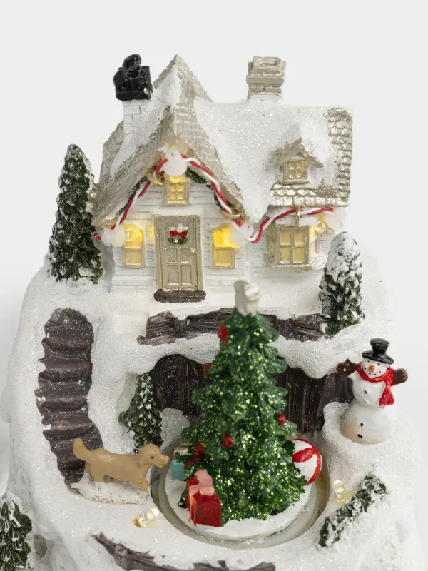Статуэтка с подсветкой, 14х16 см, анимированная, Дом, Christmas style, image-2