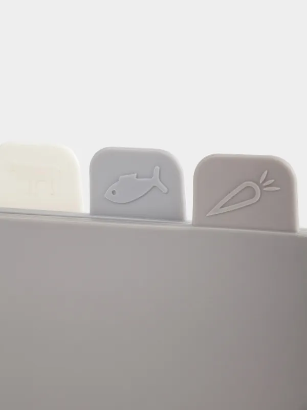 Доска разделочная, 29х19 см, 4 шт, в подставке, пластик, бежевый микс, Course, image-2