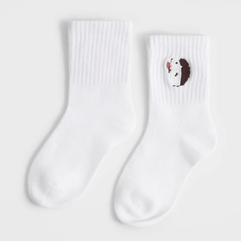 Носки детские, хлопок/полиэстер, белые, Еж, Fancywork