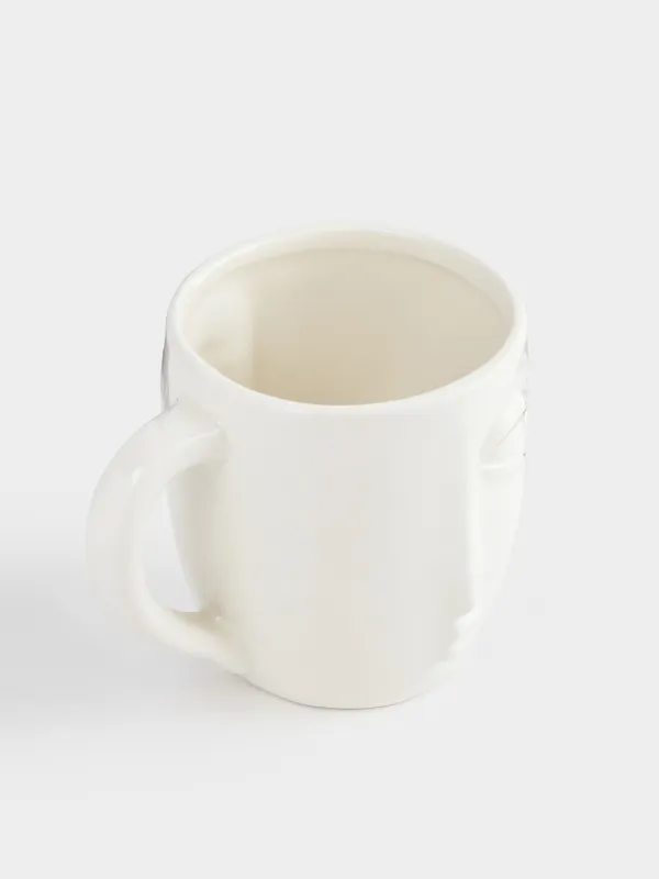 Кружка, 480 мл, керамика D, бело-золотистая, Лицо, Face, image-1