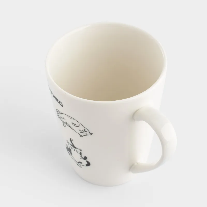 Кружка, 420 мл, с шариковой ручкой, фарфор N/сталь, белая, Коты, Cat, image-4