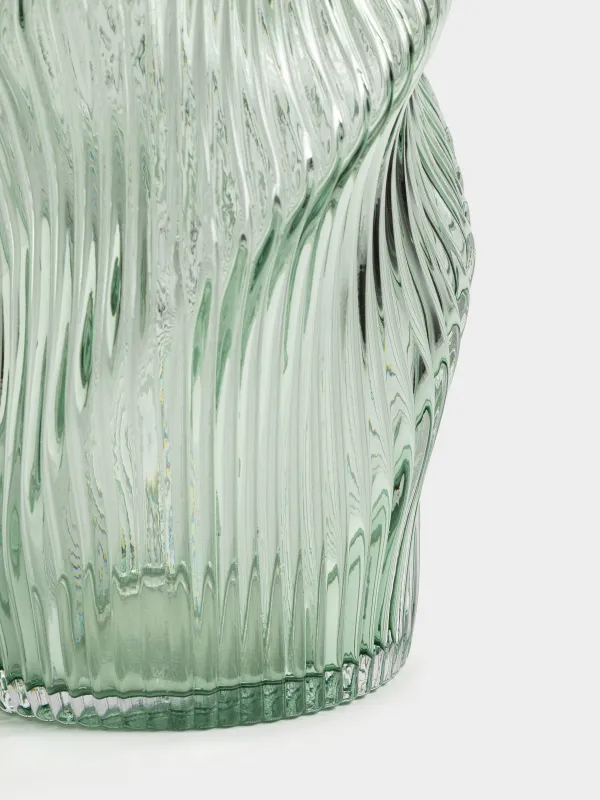 Ваза для цветов, 30 см, стекло, зеленая, Вихрь, Ribedic, image-2