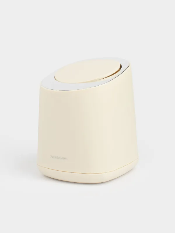 Ведро для мусора, 1,3 л, с кнопкой для открывания крышки, пластик, бежевое, Vintage kitchen, image-1