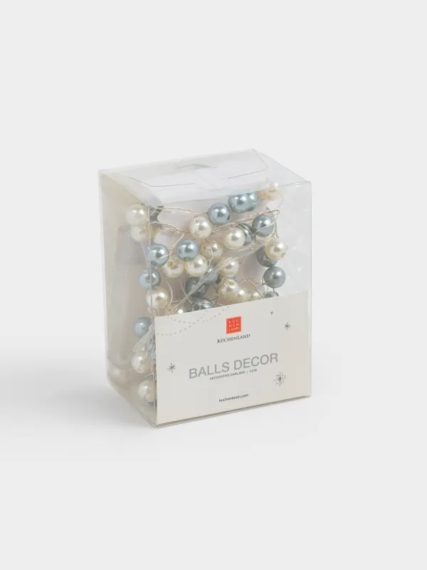 Гирлянда декоративная, 1,5 м, с подсветкой, 100 ламп, акрил/пластик, цветная, Шары, Balls decor, image-3