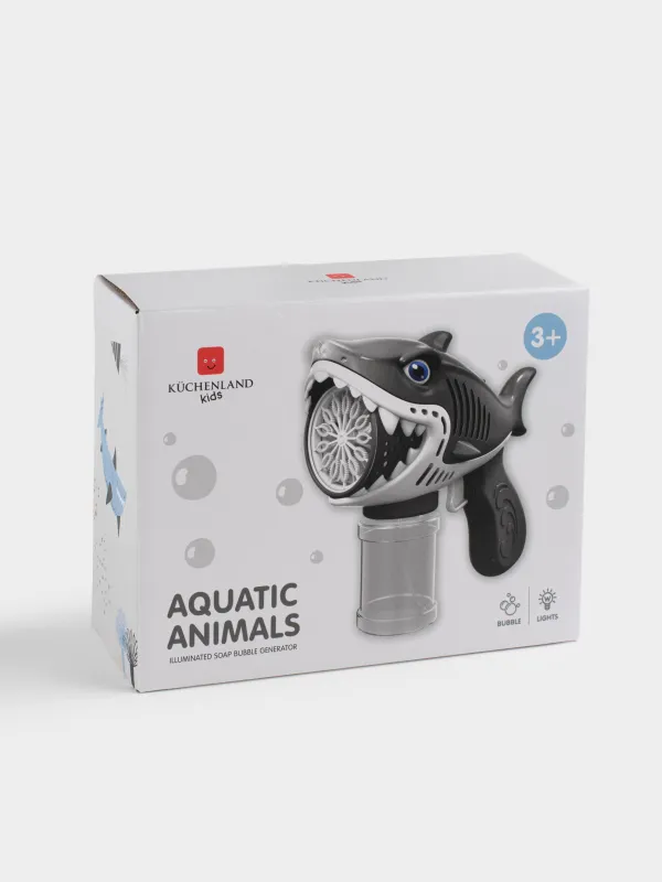 Генератор мыльных пузырей, 19 см, с подсветкой, пластик, серый, Акула, Aquatic animals, image-3