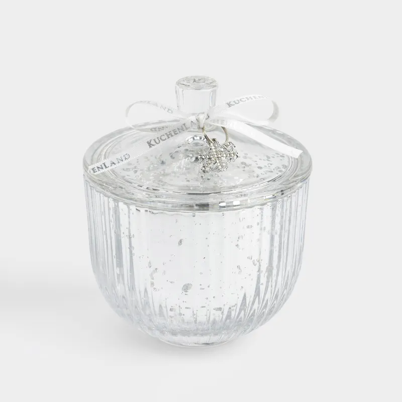 Емкость для хранения, 9х11 см, 220 мл, с подвеской, стекло, серебристая, Снежинка, Patina