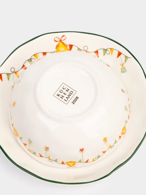 Набор посуды, детский, 1 перс, 3 пр, керамика D, красно-зеленый, Мишка у елки, Christmas friends, image-4