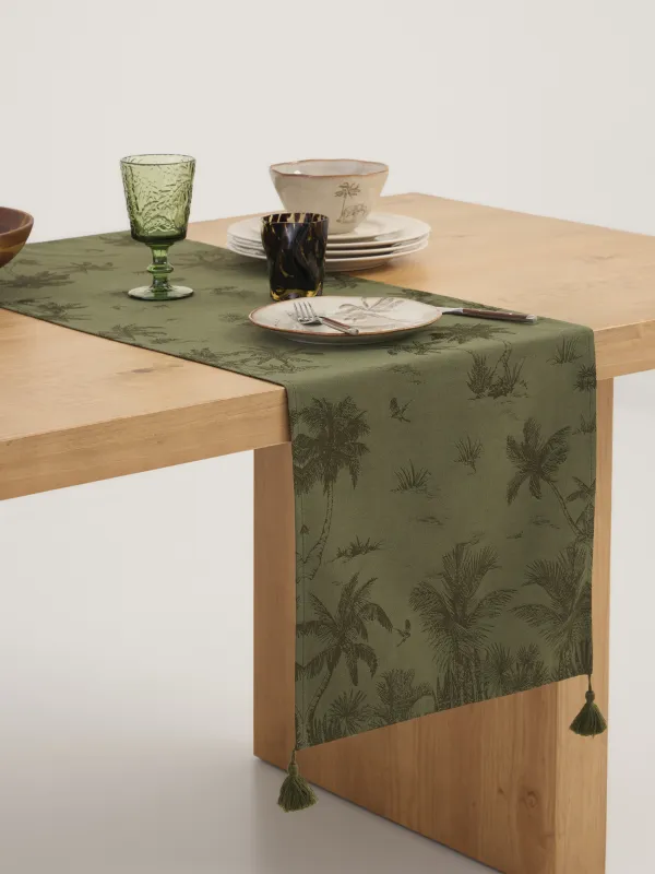 Дорожка настольная, 40х160 см, с кисточками, из жаккарда, Tropical oasis, image-7