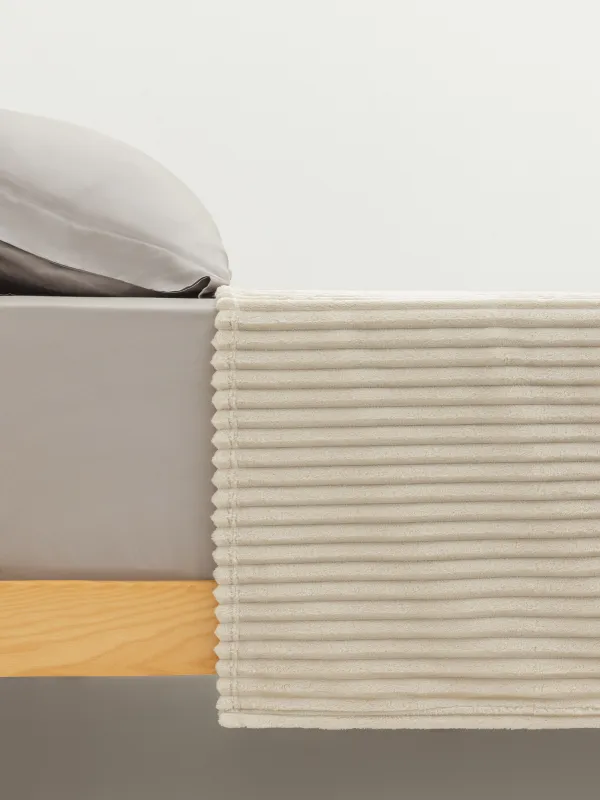 Покрывало, 220x240 см, фланель, бежевое, Объемные полосы, Flannel, image-2