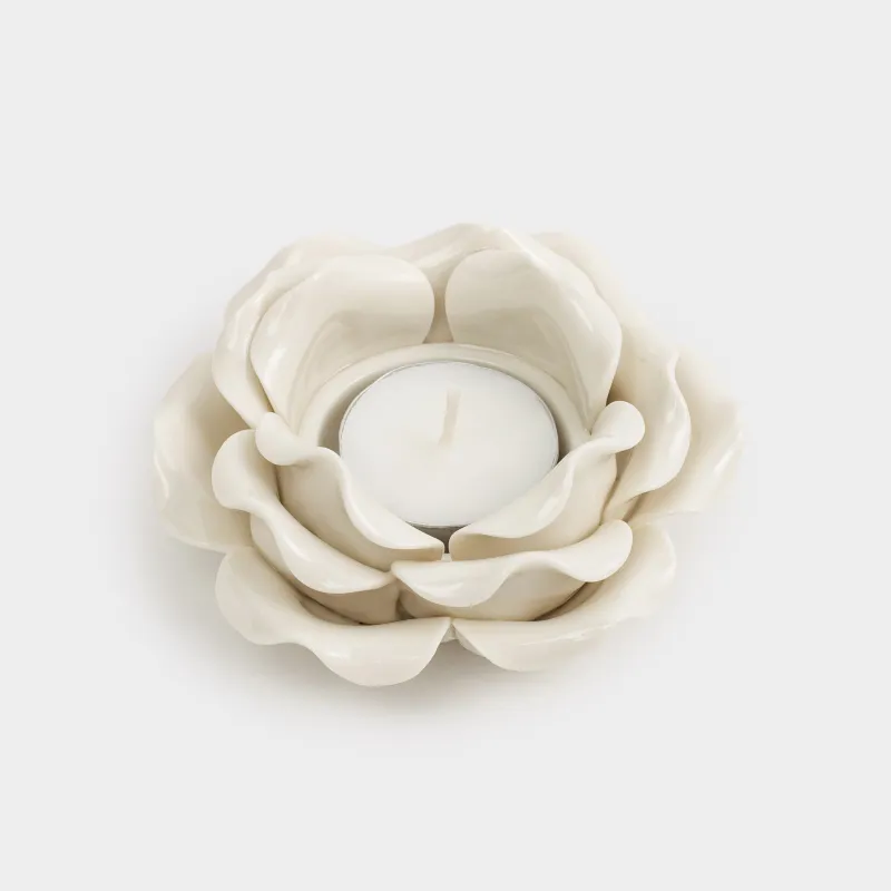Подсвечник, 9 см, для чайной свечи, фарфор P, молочный, Роза, Rose, image-5