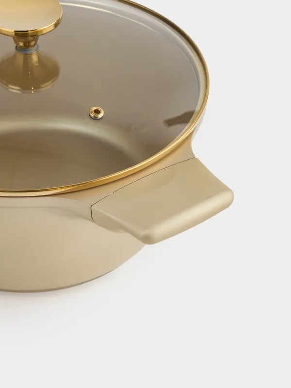 Кастрюля, 24 см, 4,1 л, с крышкой, с покрытием, алюминий, золотистая, Trineli, image-3