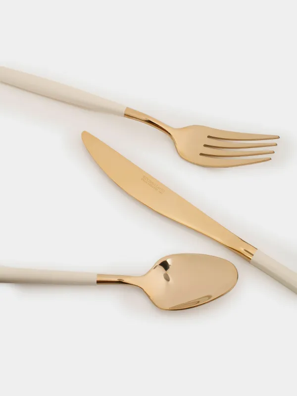 Столовые приборы, 6 перс, 24 пр, сталь, золотисто-молочные, Paris, image-3