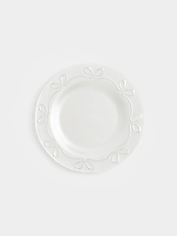 Тарелка обеденная, 28 см, стекло, белая, Банты, Bows pattern, image-0