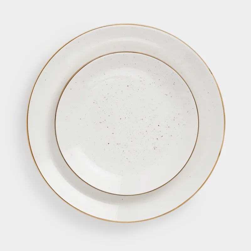 Сервиз обеденный, 6 перс, 18 пр, керамика, молочный, в крапинку, Roxas, image-1