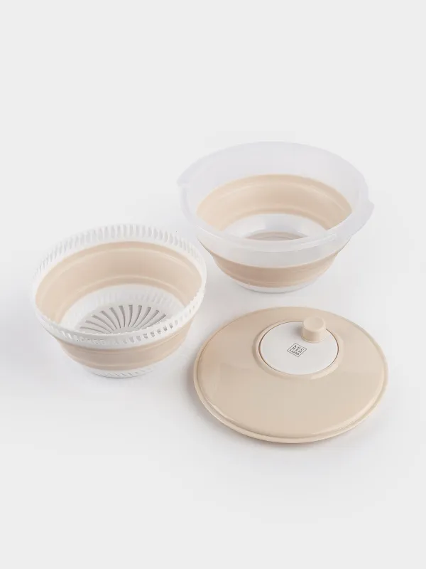 Сушилка для зелени, 30 см, механическая, складная, пластик/резина, серо-бежевая, Foldaway, image-7