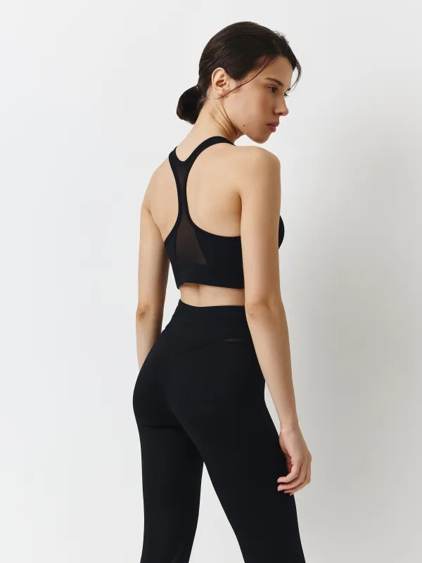 Топ женский, спортивный, р. XS, с чашечками, нейлон/эластан/спандекс, черный, Cinthia, image-3