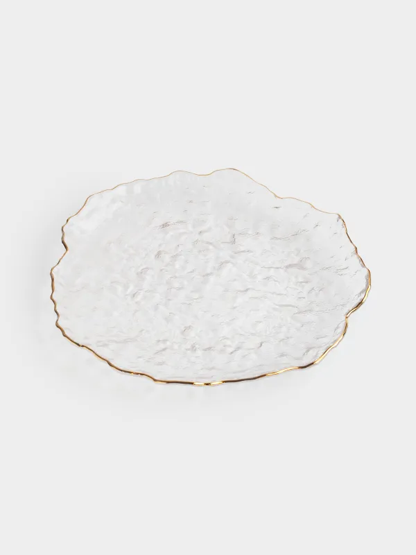 Блюдо, 26 см, стекло, с золотистым кантом, Nautilus gold, image-0