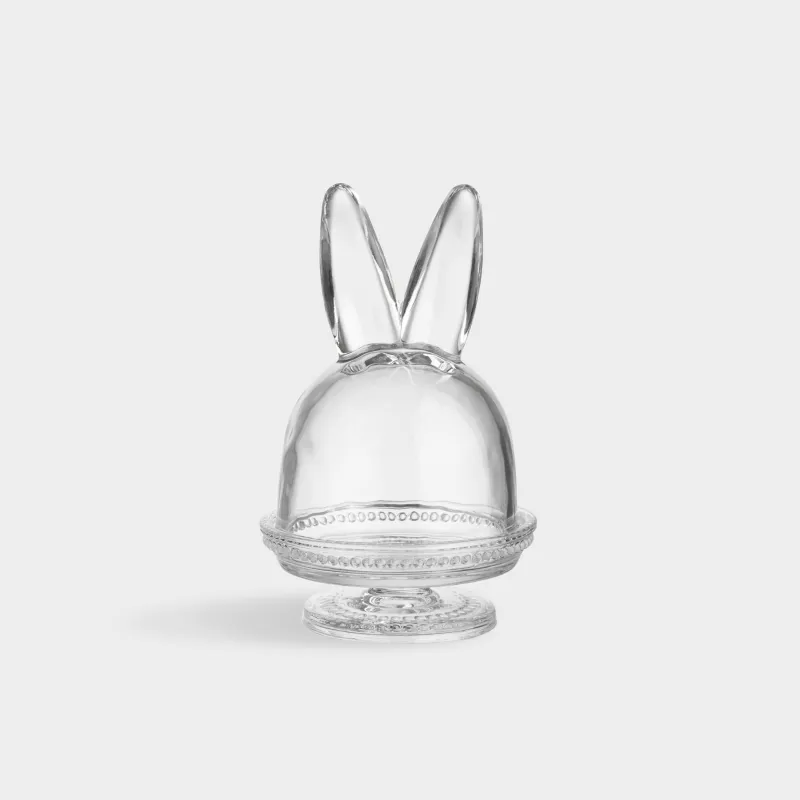 Блюдо на ножке, 12х19 см, с крышкой, стекло, Ушки кролика, Lapin