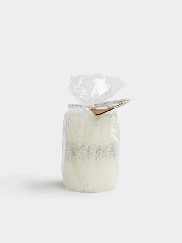 Свеча, 6x8 см, цилиндрическая, с блестками, Ribbed candle, image-2