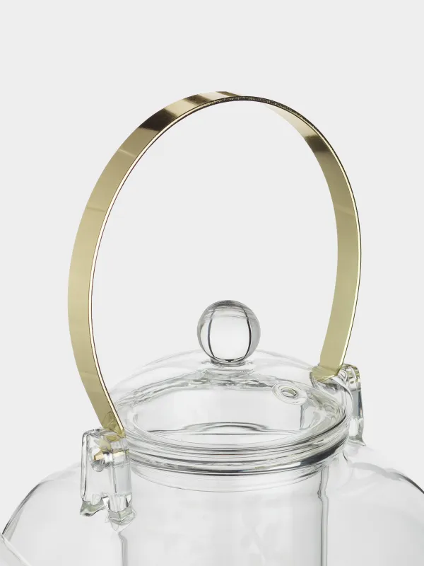 Чайник заварочный, 900 мл, стекло Б/металл, Золотистые цветы, Lux elements, image-3
