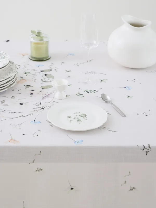 Скатерть, 170х250 см, полиэстер, молочная, Весенние цветы, Flowery, image-1