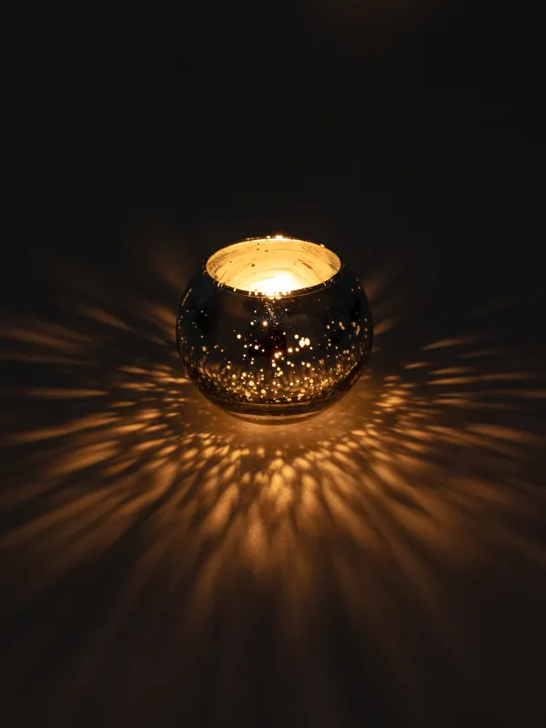 Свеча ароматическая, чайная, 4 см, 4 шт, с подсвечником, стекло, серебристая, Patina, image-5