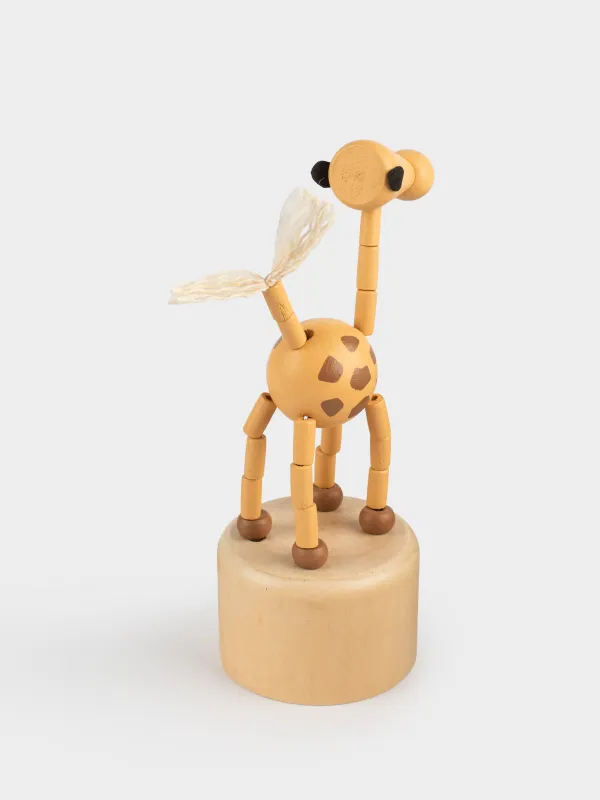 Игрушка, 13х5 см, дергунчик, дерево, желтая, Жираф, Jungle, image-3