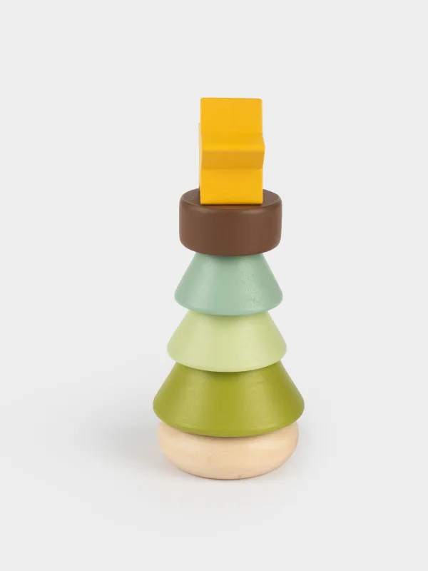 Игрушка развивающая, 12 см, 6 пр, дерево, Пирамидка елка, Christmas, image-2