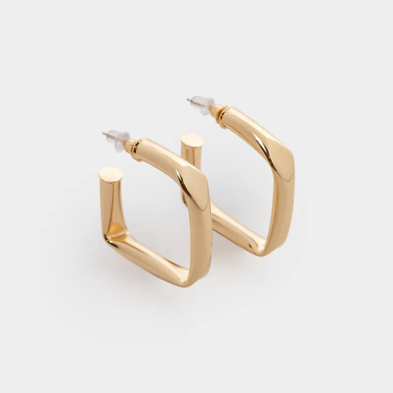 Серьги-пусеты, 3 см, 2 шт, металл, золотистые, Геометрия, Jewelry