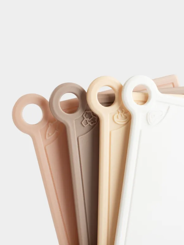 Доска разделочная, 35х32 см, 4 шт, в подставке, пластик, бежевый микс, Galori, image-3