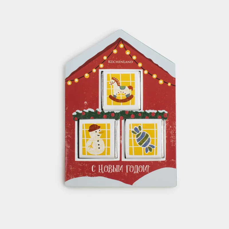 Открытка подарочная, 20х15 см, 15 гр, с шоколадом, бумага, Домик с пожеланиями, Christmas