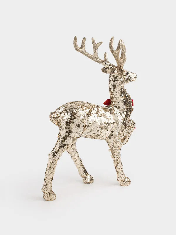 Статуэтка, 30 см, Олень с бордовым бантиком, Deer sparks, image-3